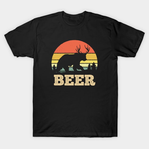 Vintage Sunset Beer Bear Funny Pun T-Shirt by DetourShirts